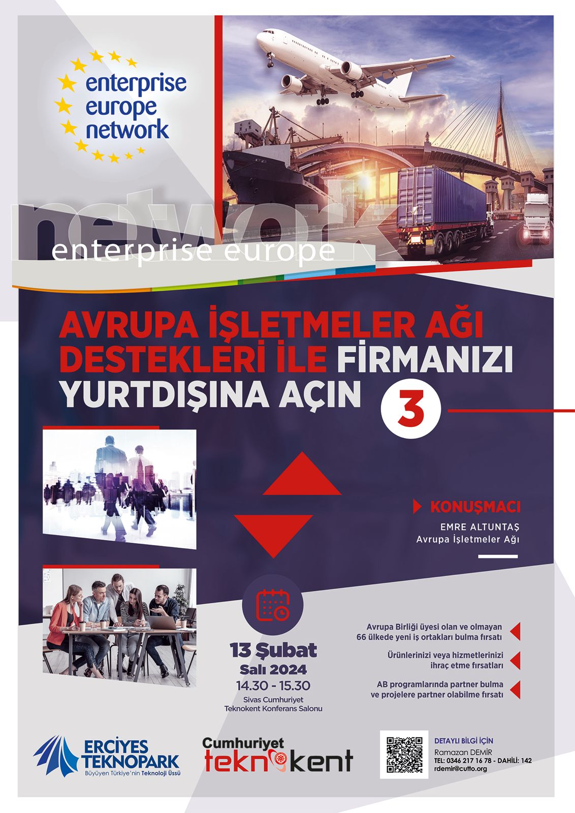 Avrupa İşletmeler Ağı Projesi Kapsamında Teknokent Firmalarımıza Proje Tanıtımı Yapılacaktır